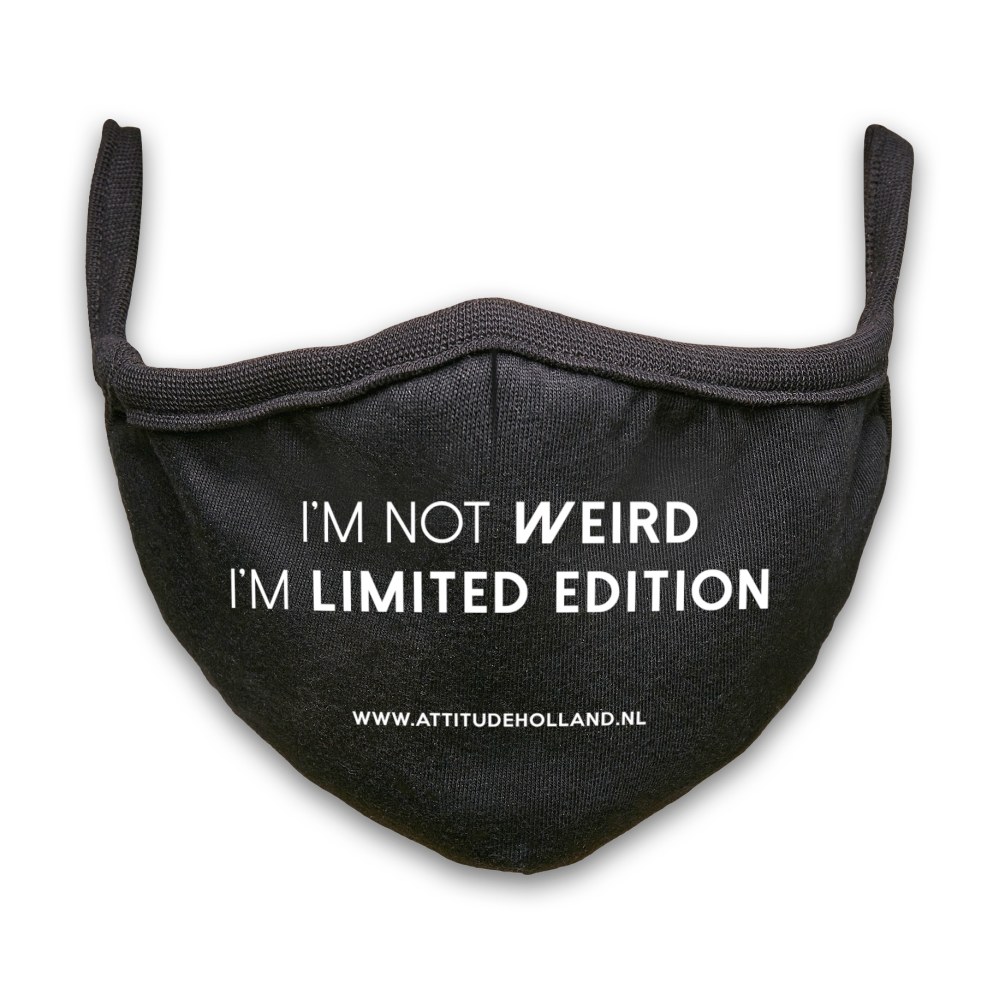 Attitude Holland - I'm Not Weird I'm Limited Edition Masker - Mondkapje - Zwart